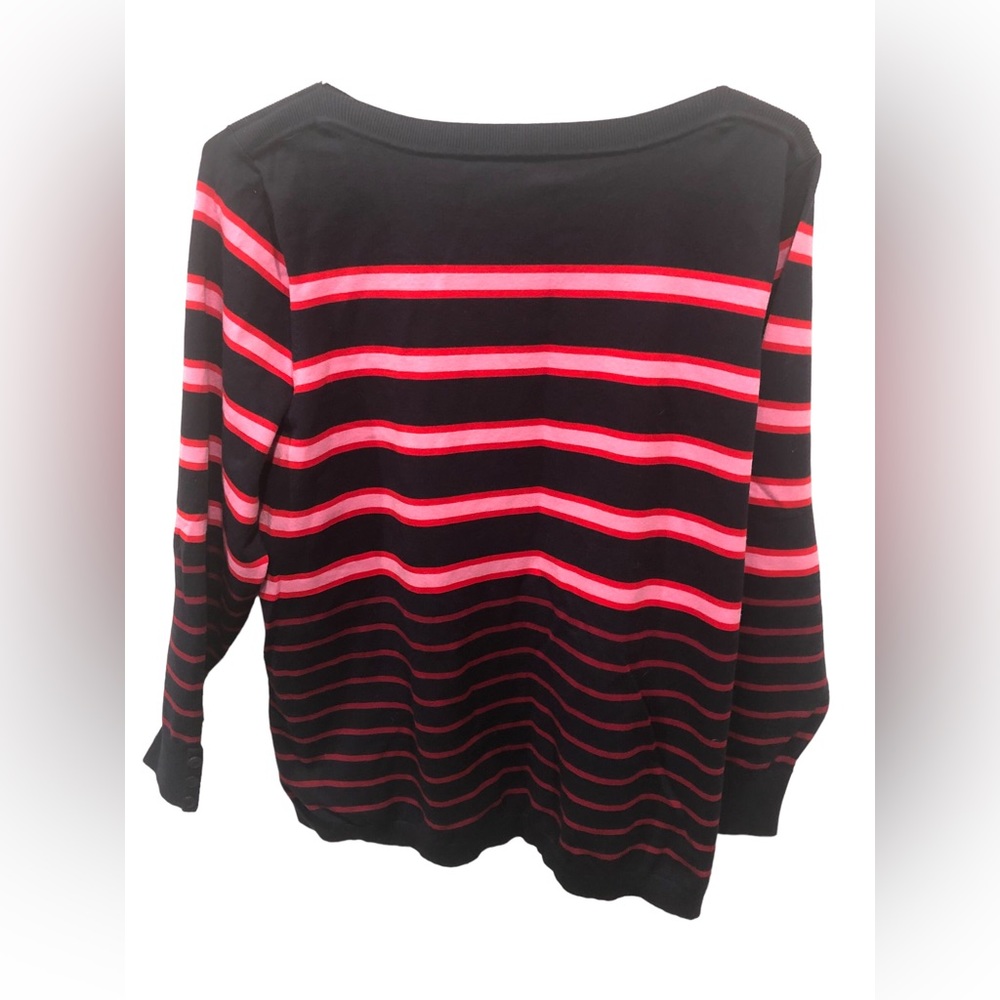New 46” hip/waist Stretch Talbots pink red navy 3/4 sleeve sweater Women’s - Picture 9 of 9